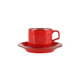 Porland Seasons Kırmızı Tabaklı 190 cc 6 Adet Çay Fincanı