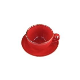 Porland Seasons Kırmızı Tabaklı 370 cc Çay Fincanı