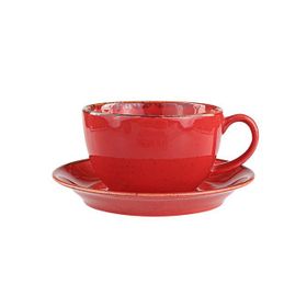 Porland Seasons Kırmızı Tabaklı 370 cc Çay Fincanı