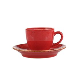 Porland Seasons Kırmızı Tabaklı 80 cc 12 Adet Kahve Fincanı