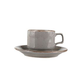 Porland Seasons Koyu Gri 190 cc Tabaklı Çay Fincanı