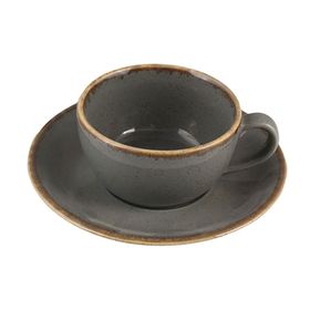 Porland Seasons Koyu Gri 370 cc 6 Adet Tabaklı Çay Fincanı