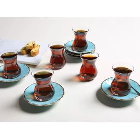 Porland Seasons Turkuaz 12 Parça 6 Kişilik Çay Takımı