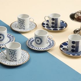 Porland Spotty 6 Kişilik 12 Parça 90 cc Kahve Fincan Takım
