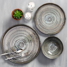 Porland Stoneware Vintage 3 Parça Tek Kişilik Yemek Takımı
