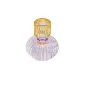 Porland Stripe Mor Sarı 9 cm Şamdan Mumluk
