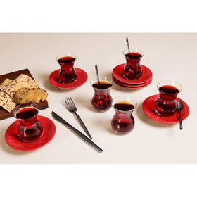 Porland Suzanne Seasons Kırmızı 12 Parça 6 Kişilik Çay Takımı