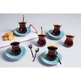 Porland Suzanne Seasons Turkuaz 12 Parça 6 Kişilik Çay Takımı