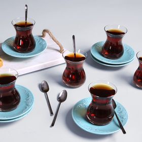 Porland Suzanne Seasons Turkuaz 12 Parça 6 Kişilik Çay Takımı