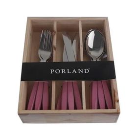 Porland Trendy Pembe 18 Parça 6 Kişilik Çatal Kaşık Bıçak Takımı