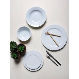 Porland Wavy Beyaz 60 Parça 12 Kişilik Yemek Takımı