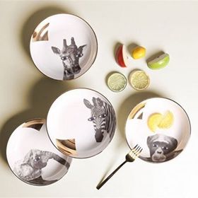 Porland Wild Life Antik Beyaz 4'lü 17 cm Kase Takımı