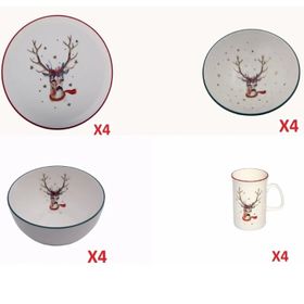 Porland Winter 4 Kişilik 16 Parça Karışık Desenli Kahvaltı ve Servis Takımı