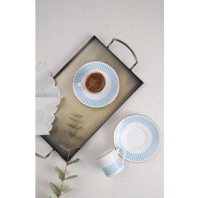 Porser Alya 80 cc 2 Kişilik 4 Parça Açık Mavi Kahve Fincan Takımı