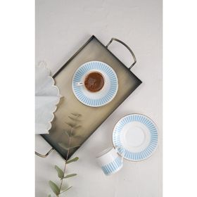 Porser Alya 80 cc 2 Kişilik 4 Parça Açık Mavi Kahve Fincan Takımı