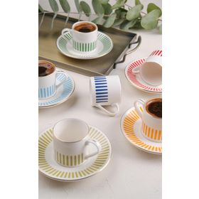 Porser Alya Mix 80 cc 6 Kişilik 12 Parça Kahve Fincan Takımı