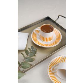 Porser Alya Turuncu 80 cc 2 Kişilik 4 Parça Kahve Fincan Takımı