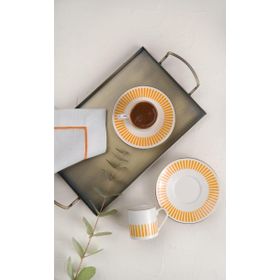 Porser Alya Turuncu 80 cc 2 Kişilik 4 Parça Kahve Fincan Takımı