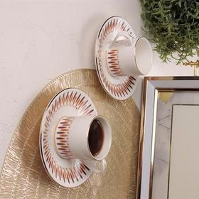 Porser Palm Kahverengi 2 Kişilik 4 Parça Kahve Fincan Takımı
