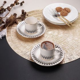 Porser Palm Siyah 2 Kişilik 4 Parça Kahve Fincan Takımı