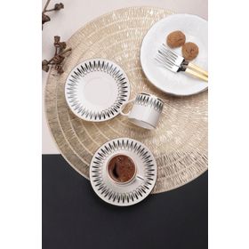 Porser Palm Siyah 2 Kişilik 4 Parça Kahve Fincan Takımı