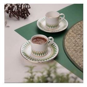 Porser Palm Yeşil 2 Kişilik 4 Parça Kahve Fincan Takımı