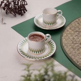 Porser Palm Yeşil 2 Kişilik 4 Parça Kahve Fincan Takımı