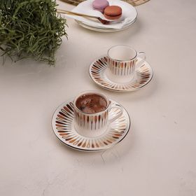 Porser Pera Kahverengi 2 Kişilik 4 Parça Kahve Fincan Takımı