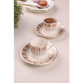 Porser Pera Kahverengi 2 Kişilik 4 Parça Kahve Fincan Takımı