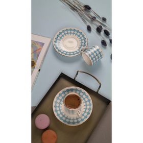 Porser Peyda Açık Mavi 2 Kişilik 4 Parça Kahve Fincan Takımı