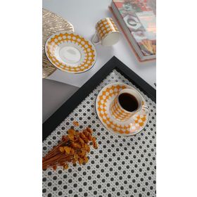 Porser Peyda Turuncu 2 Kişilik 4 Parça Kahve Fincan Takımı