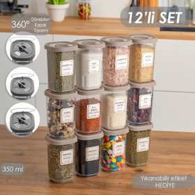 Porsima 1061 12'Li Doner Kapakli Etiketli Baharatlik Seti - Cappuccino Kilitlenebilir Kapakli