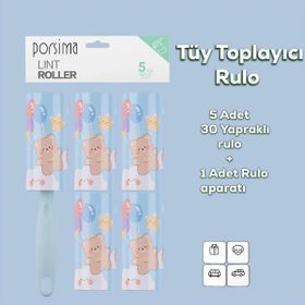 Porsima 3105 Kedi Köpek Tüy Toplayıcı Rulo 4 Adet Mavi Yedek Rulo