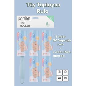 Porsima 3105 Kedi Köpek Tüy Toplayıcı Rulo 4 Adet Mavi Yedek Rulo