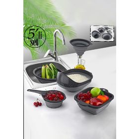 Porsima 5 Parça Katlanabilir Akordiyon Süzgeç Seti