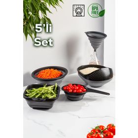 Porsima 5 Parça Katlanabilir Akordiyon Süzgeç Seti