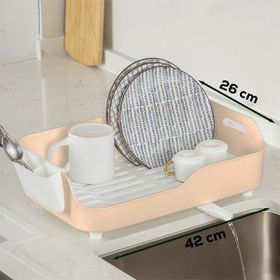 Porsima AKL-060 Bej Lüks Tabaklık Bulaşıklık Yönlendirilebilir Su Akıtma Kanallı Bulaşık Sepeti