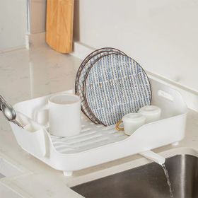 Porsima AKL-060 Beyaz Lüks Tabaklık Bulaşıklık Yönlendirilebilir Su Akıtma Kanallı Bulaşık Sepeti