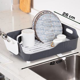 Porsima AKL-060 Gri Lüks Bulaşıklık Yönlendirilebilir Su Akıtma Kanallı Bulaşık Sepeti