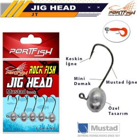 Port Fish 5'li Paket Mustad İğneli Jig Head
