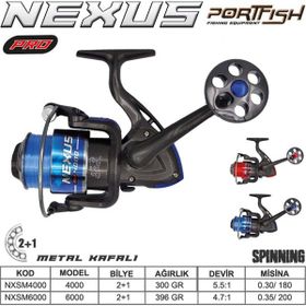 Port Fish Nexus Pro 4000 2+1BB Kırmızı Olta Makinası Metal Kafa