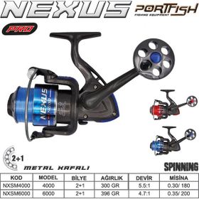 Port Fish Nexus Pro 4000 2+1BB Mavi Olta Makinası Metal Kafa