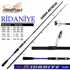 Port Fish Ridaniye 240 cm 10-40 gr Atarlı Karbon Spin Olta Kamışı