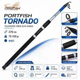 Port Fish Tornado Mavi 75-150 GR 270 CM Teleskopik Fiber Olta Kamışı
