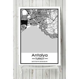 Postermanya Antalya Harita Dekoratif 80x115 cm Tasarım Poster