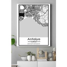 Postermanya Antalya Harita Dekoratif 80x115 cm Tasarım Poster