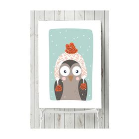 Postermanya Baykuş Kış Çocuk Odası 30x40 cm Poster