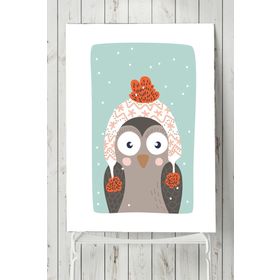 Postermanya Baykuş Kış Çocuk Odası 30x40 cm Poster