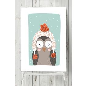 Postermanya Baykuş Kış Çocuk Odası 80x115 cm Poster