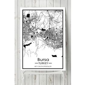 Postermanya Bursa Harita Dekoratif Tasarım 50x70 cm Poster